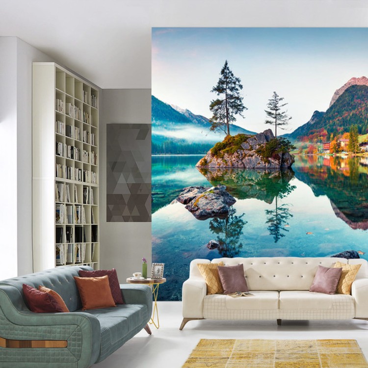 Fototapeta Beautiful Autumn Scene Of Hintersee Lake. Colorful Morning View Of Bavarian Alps On The Austrian Border, Germany, Europe. Beauty Of Nature Concept Background.