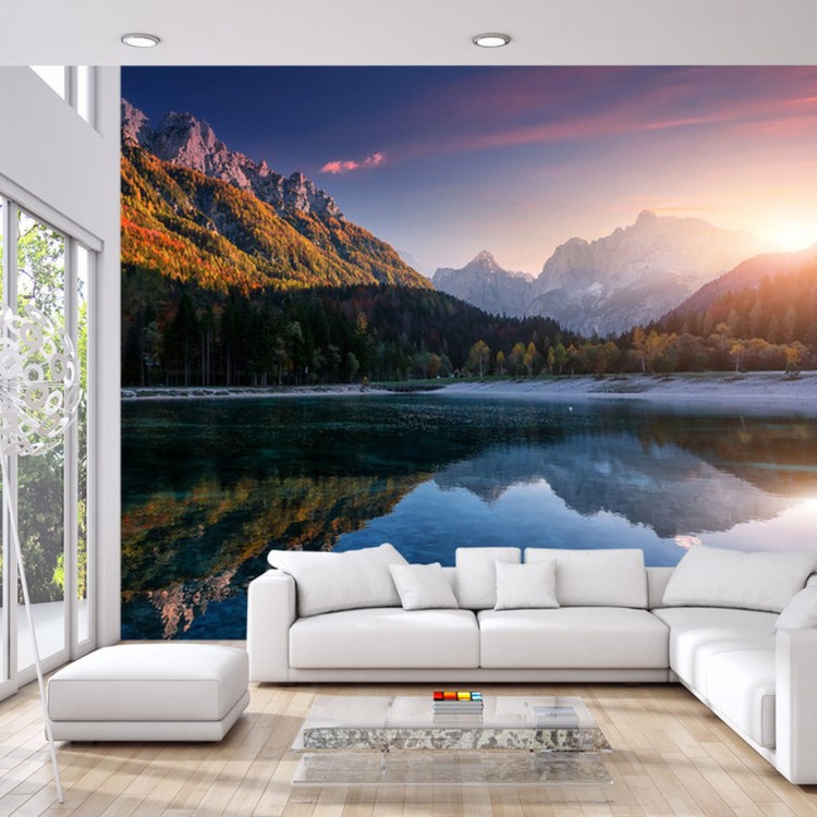 Fototapeta Incredible Nature Landscape. Amazing Lake Jasna With Of A Mirror Reflection. Stunning Vivid Nature Scenery Of Slovenia. Wild Nature Image. Concept Ideal Resting Place. Scenic Image In Autumn Time