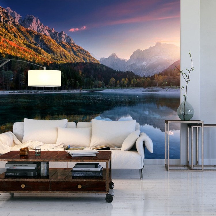 Fototapeta Incredible Nature Landscape. Amazing Lake Jasna With Of A Mirror Reflection. Stunning Vivid Nature Scenery Of Slovenia. Wild Nature Image. Concept Ideal Resting Place. Scenic Image In Autumn Time