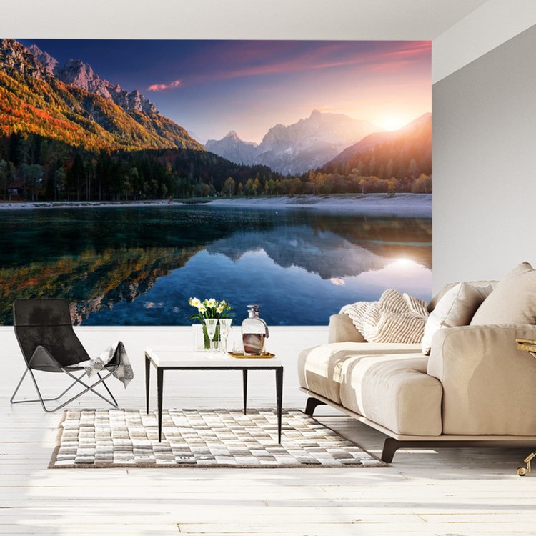 Fototapeta Incredible Nature Landscape. Amazing Lake Jasna With Of A Mirror Reflection. Stunning Vivid Nature Scenery Of Slovenia. Wild Nature Image. Concept Ideal Resting Place. Scenic Image In Autumn Time