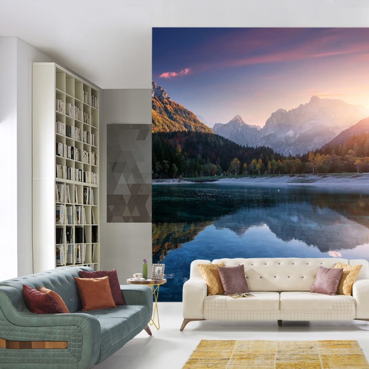 Fototapeta Incredible Nature Landscape. Amazing Lake Jasna With Of A Mirror Reflection. Stunning Vivid Nature Scenery Of Slovenia. Wild Nature Image. Concept Ideal Resting Place. Scenic Image In Autumn Time