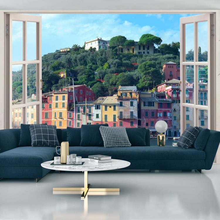 Fototapeta Pen Window View To Old Portofino, Italy