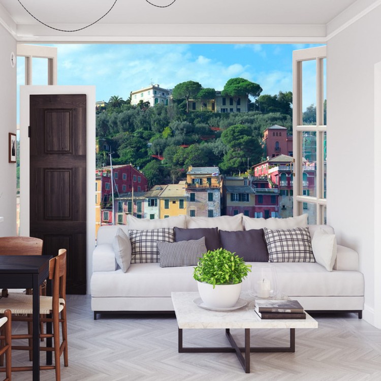 Fototapeta Pen Window View To Old Portofino, Italy