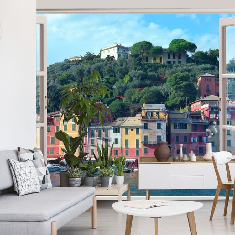 Fototapeta Pen Window View To Old Portofino, Italy