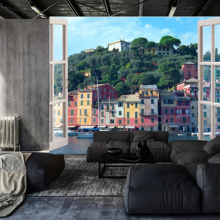 Fototapeta Pen Window View To Old Portofino, Italy