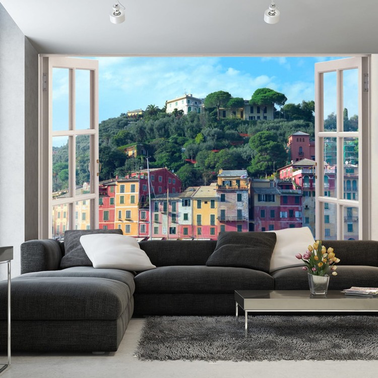 Fototapeta Pen Window View To Old Portofino, Italy