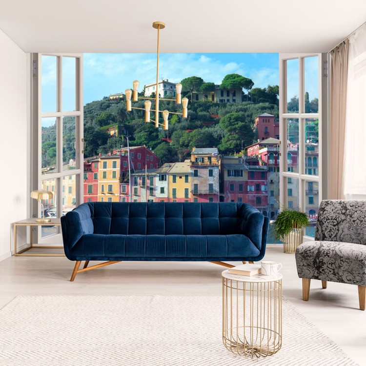 Fototapeta Pen Window View To Old Portofino, Italy