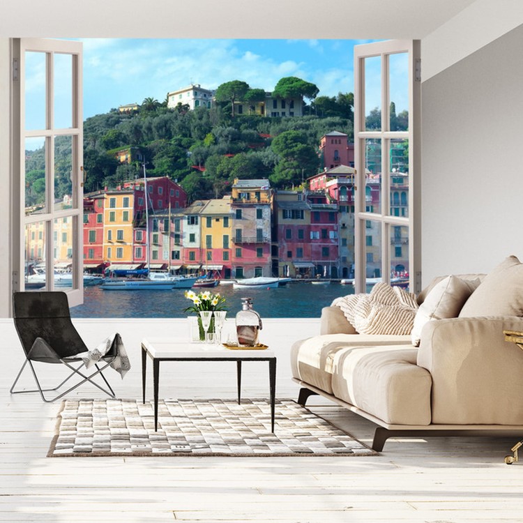 Fototapeta Pen Window View To Old Portofino, Italy