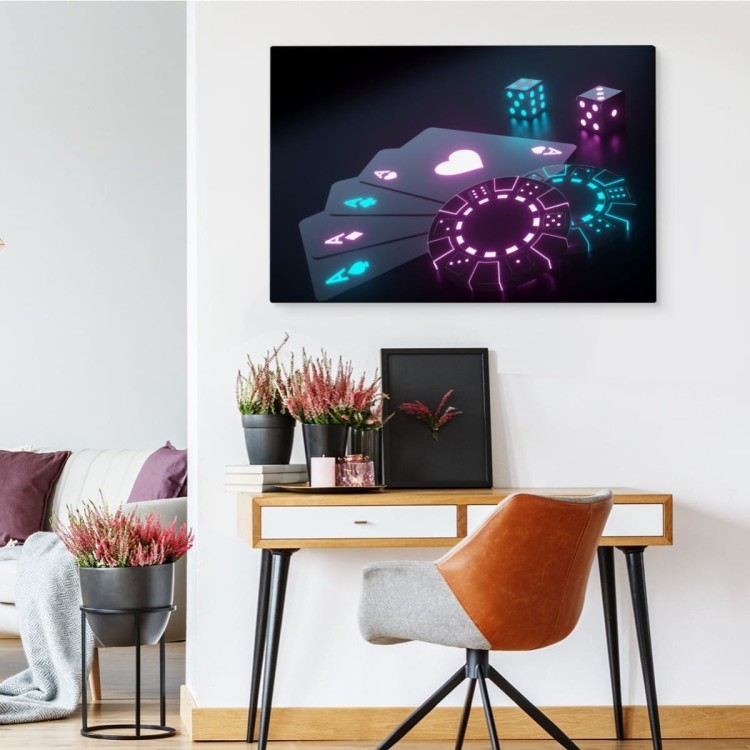 Obraz Na Płótnie Neonowy Zestaw Do Pokera
