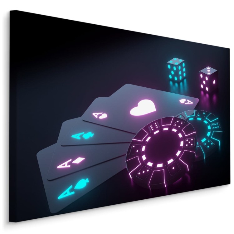 Obraz Na Płótnie Neonowy Zestaw Do Pokera