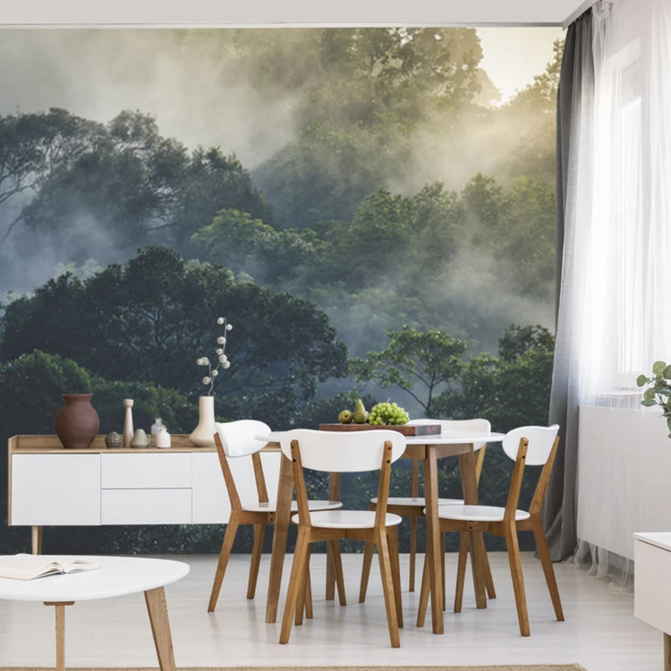 Fototapeta Landscape Of Asia Tropical Rainforest, Canopy Tree Of Jungle Green Forest Park Outdoor, Nature Environment Mountain View, Concept Of Freedom Relaxation In Holiday For Spa Yoga And Retreat