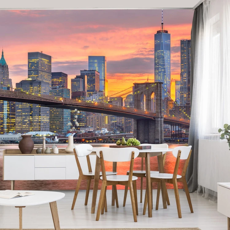 Fototapeta Lower Manhattan Skyline And Brooklyn Bridge