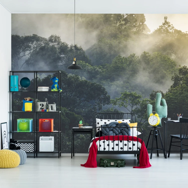 Fototapeta Landscape Of Asia Tropical Rainforest, Canopy Tree Of Jungle Green Forest Park Outdoor, Nature Environment Mountain View, Concept Of Freedom Relaxation In Holiday For Spa Yoga And Retreat