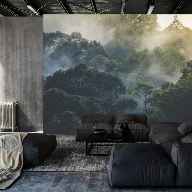 Fototapeta Landscape Of Asia Tropical Rainforest, Canopy Tree Of Jungle Green Forest Park Outdoor, Nature Environment Mountain View, Concept Of Freedom Relaxation In Holiday For Spa Yoga And Retreat