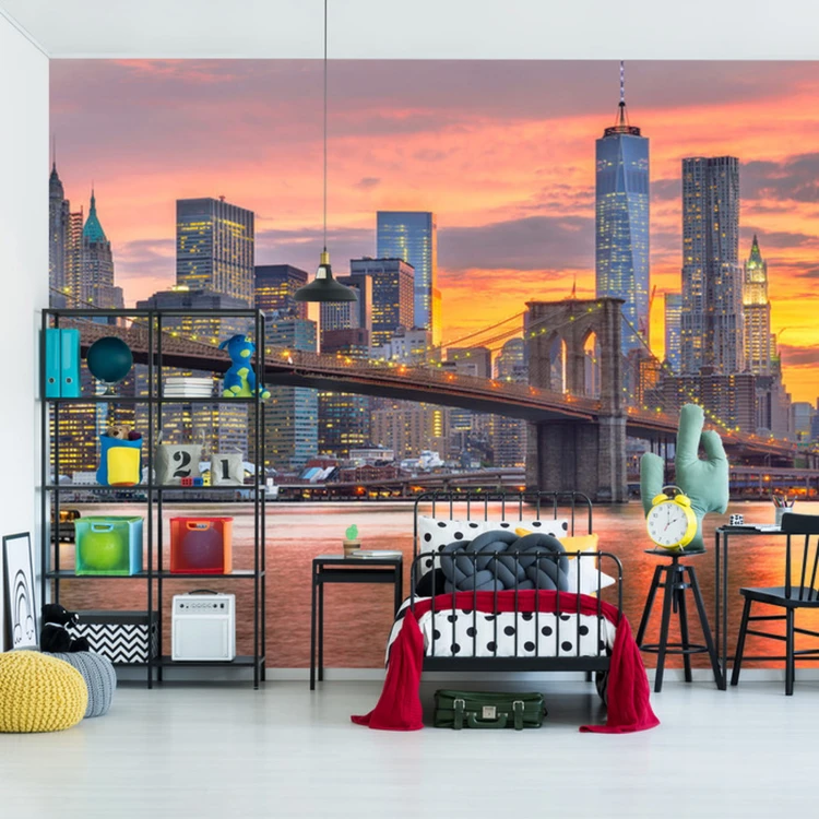 Fototapeta Lower Manhattan Skyline And Brooklyn Bridge