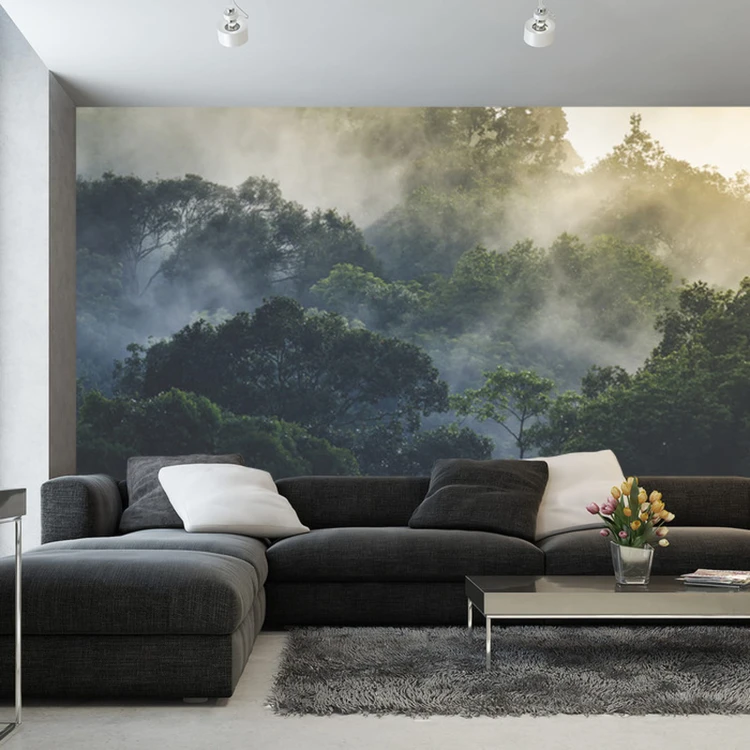 Fototapeta Landscape Of Asia Tropical Rainforest, Canopy Tree Of Jungle Green Forest Park Outdoor, Nature Environment Mountain View, Concept Of Freedom Relaxation In Holiday For Spa Yoga And Retreat