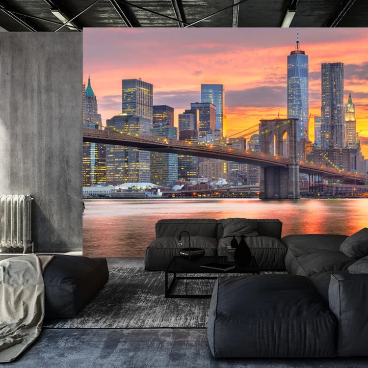Fototapeta Lower Manhattan Skyline And Brooklyn Bridge