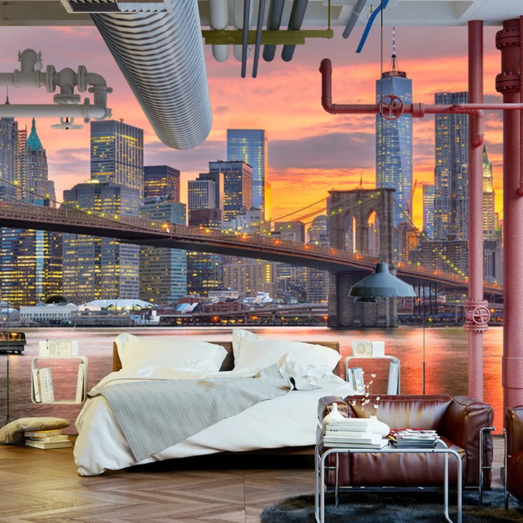 Fototapeta Lower Manhattan Skyline And Brooklyn Bridge