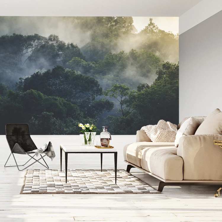Fototapeta Landscape Of Asia Tropical Rainforest, Canopy Tree Of Jungle Green Forest Park Outdoor, Nature Environment Mountain View, Concept Of Freedom Relaxation In Holiday For Spa Yoga And Retreat