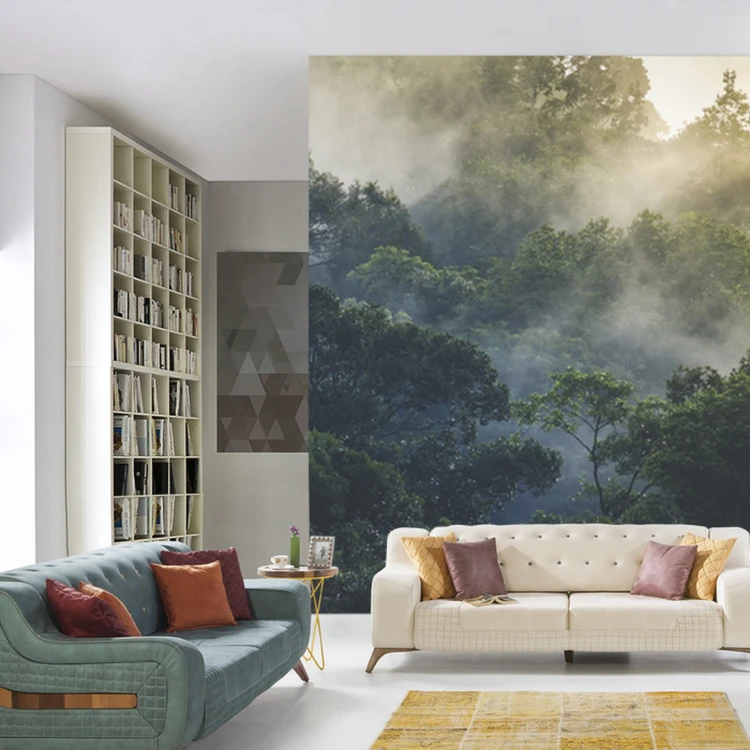 Fototapeta Landscape Of Asia Tropical Rainforest, Canopy Tree Of Jungle Green Forest Park Outdoor, Nature Environment Mountain View, Concept Of Freedom Relaxation In Holiday For Spa Yoga And Retreat