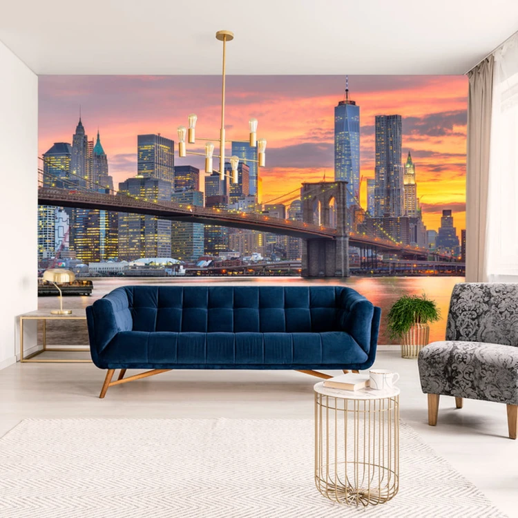 Fototapeta Lower Manhattan Skyline And Brooklyn Bridge