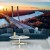 Fototapeta Beautiful Panoramic Aerial Drone View To Cable-Stayed Siekierkowski Bridge Over The Vistula River And Warsaw City Skyscrapers, Poland In Gold Red Autumn Colors In November Evening At Sunset