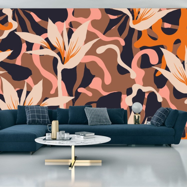 Fototapeta Abstract Jungle Plants Pattern. Creative Collage Contemporary Floral Seamless Pattern. Fashionable Template For Design.