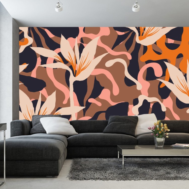 Fototapeta Abstract Jungle Plants Pattern. Creative Collage Contemporary Floral Seamless Pattern. Fashionable Template For Design.
