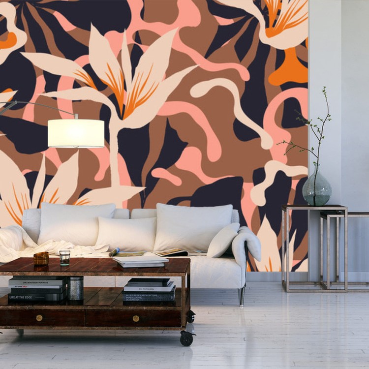 Fototapeta Abstract Jungle Plants Pattern. Creative Collage Contemporary Floral Seamless Pattern. Fashionable Template For Design.