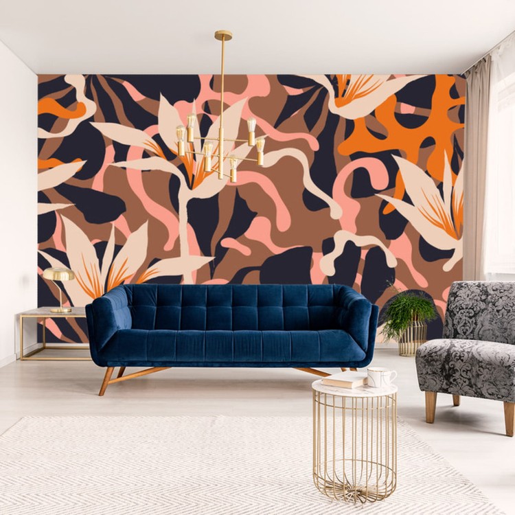 Fototapeta Abstract Jungle Plants Pattern. Creative Collage Contemporary Floral Seamless Pattern. Fashionable Template For Design.