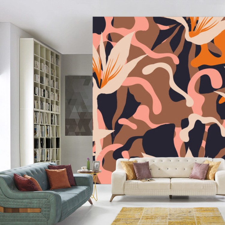 Fototapeta Abstract Jungle Plants Pattern. Creative Collage Contemporary Floral Seamless Pattern. Fashionable Template For Design.