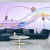 Fototapeta Abstract 3D Render. Glass Ribbon On Water With Geometric Circle And Spheres. Holographic Shape In Motion. Iridescent Digital Art For Banner Background, Wallpaper. Transparent Glossy Design Element.