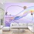 Fototapeta Abstract 3D Render. Glass Ribbon On Water With Geometric Circle And Spheres. Holographic Shape In Motion. Iridescent Digital Art For Banner Background, Wallpaper. Transparent Glossy Design Element.
