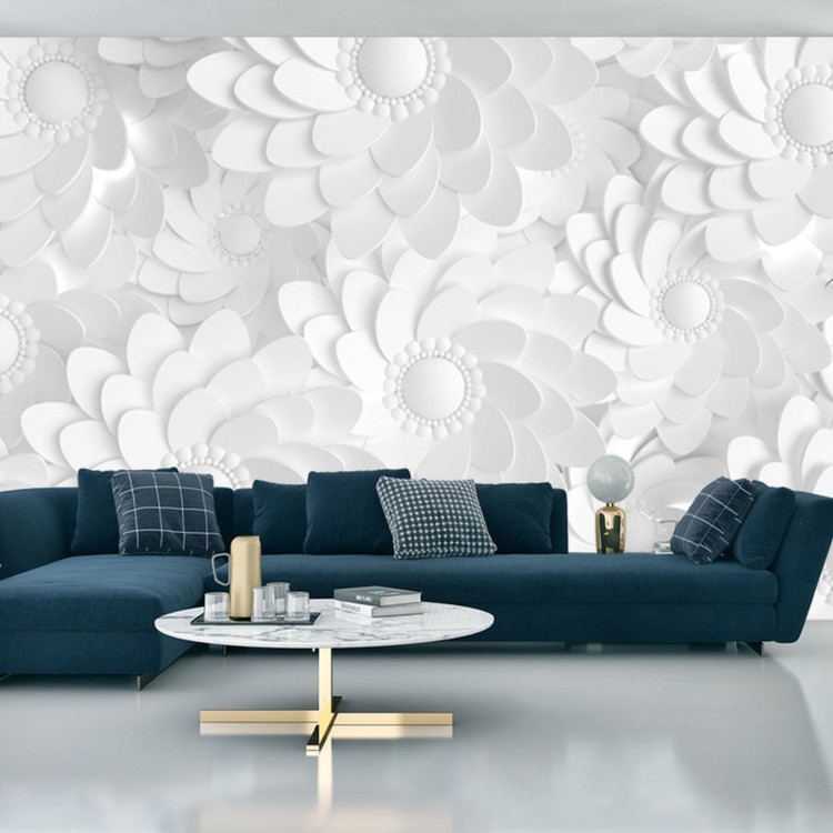 Fototapeta Beautiful, Elegant Paper Flower In The Style Of Hand-Made On A White Wall. 3D