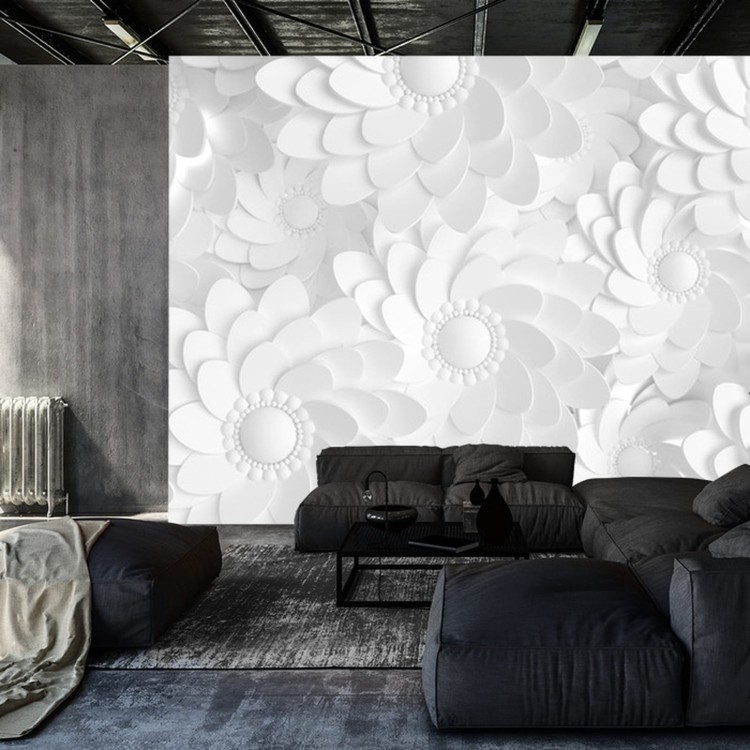Fototapeta Beautiful, Elegant Paper Flower In The Style Of Hand-Made On A White Wall. 3D