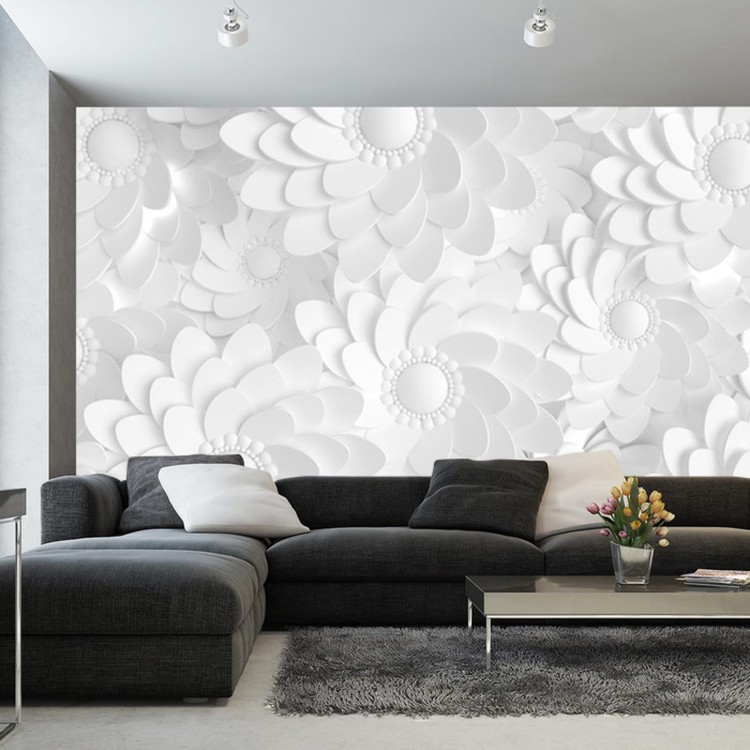 Fototapeta Beautiful, Elegant Paper Flower In The Style Of Hand-Made On A White Wall. 3D