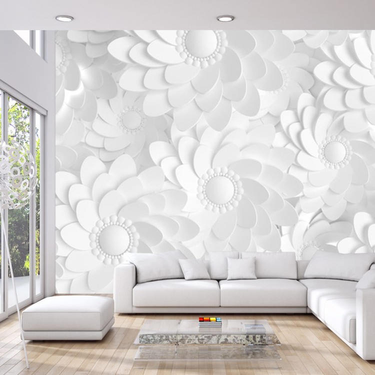 Fototapeta Beautiful, Elegant Paper Flower In The Style Of Hand-Made On A White Wall. 3D