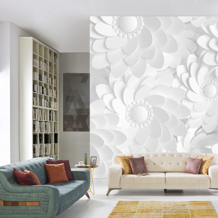 Fototapeta Beautiful, Elegant Paper Flower In The Style Of Hand-Made On A White Wall. 3D