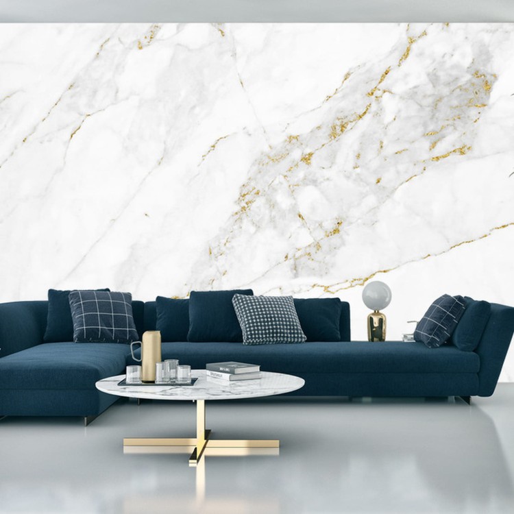 Fototapeta White Gold Marble Texture Pattern Background With High Resolution Design For Cover Book Or Brochure, Poster, Wallpaper Background Or Realistic Business