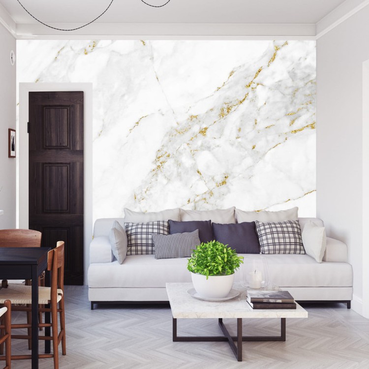 Fototapeta White Gold Marble Texture Pattern Background With High Resolution Design For Cover Book Or Brochure, Poster, Wallpaper Background Or Realistic Business