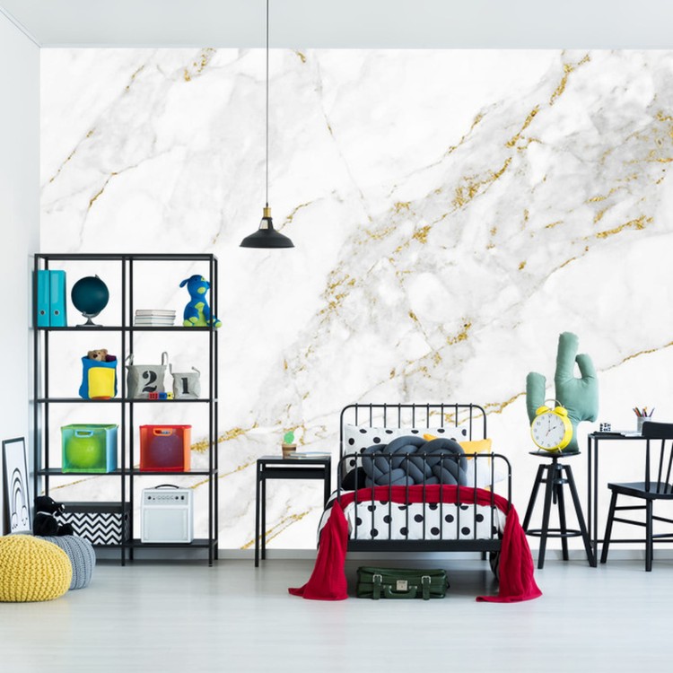 Fototapeta White Gold Marble Texture Pattern Background With High Resolution Design For Cover Book Or Brochure, Poster, Wallpaper Background Or Realistic Business
