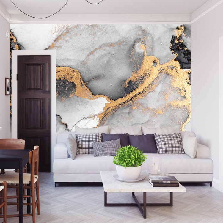 Fototapeta Black Gold Abstract Background Of Marble Liquid Ink Art Painting On Paper