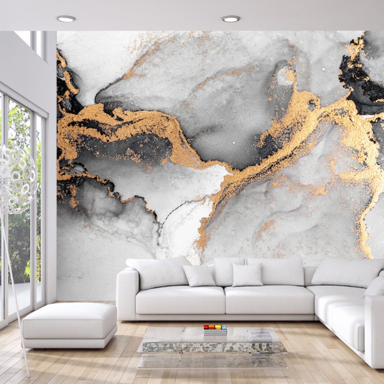 Fototapeta Black Gold Abstract Background Of Marble Liquid Ink Art Painting On Paper