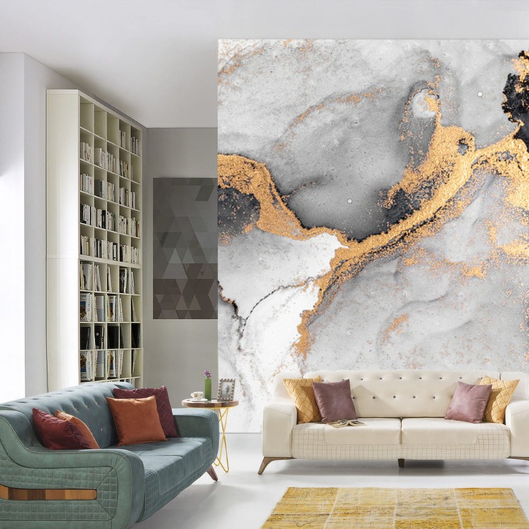 Fototapeta Black Gold Abstract Background Of Marble Liquid Ink Art Painting On Paper