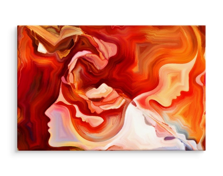 Obraz Na Płótnie Czerwona Abstrakcja Z Twarzą