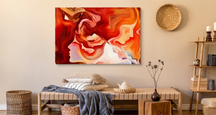 Obraz Na Płótnie Czerwona Abstrakcja Z Twarzą