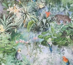 Tapeta 38179-2 Dream Flowery AS Creation Tapeta z motywem kwiatów, zwierzęt i roślin dżungli – zieleń, szarość