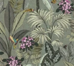 Tapeta 38738-2 PintWalls AS Creation tapeta jungle liście, kwiaty i ptaki – szary, zielony