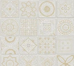 Tapeta 38921-1 Terra AS Creation Tapeta flizelinowa z motywem płytek z kwiatowymi mozaikami - złoto, szarość, biel