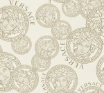 Tapeta 38610-3 Versace 5 AS Creation Tapeta flizelinowa VERSACE z logo meduzy – szary metalik